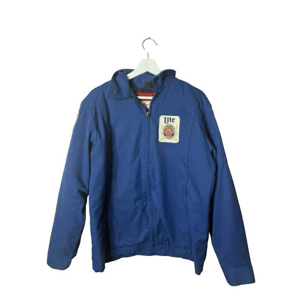 Vintage 90s Riverside Masterliner er Jacket Sz 46 L Miller Lite‎ Blue Thinsulate